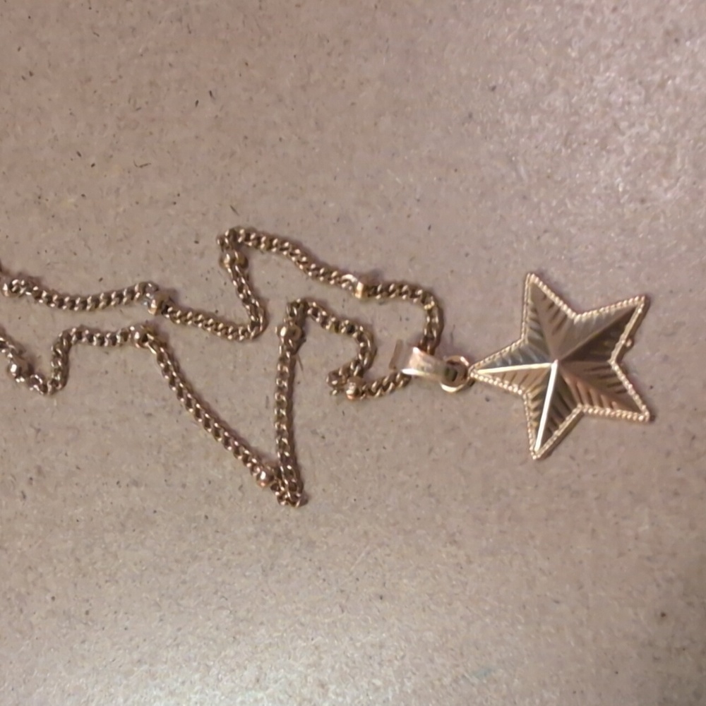 Gold Stainless Steel Star Pendant Necklace with Dainty Chain